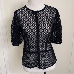 Black Peplum Lace Blouse Small